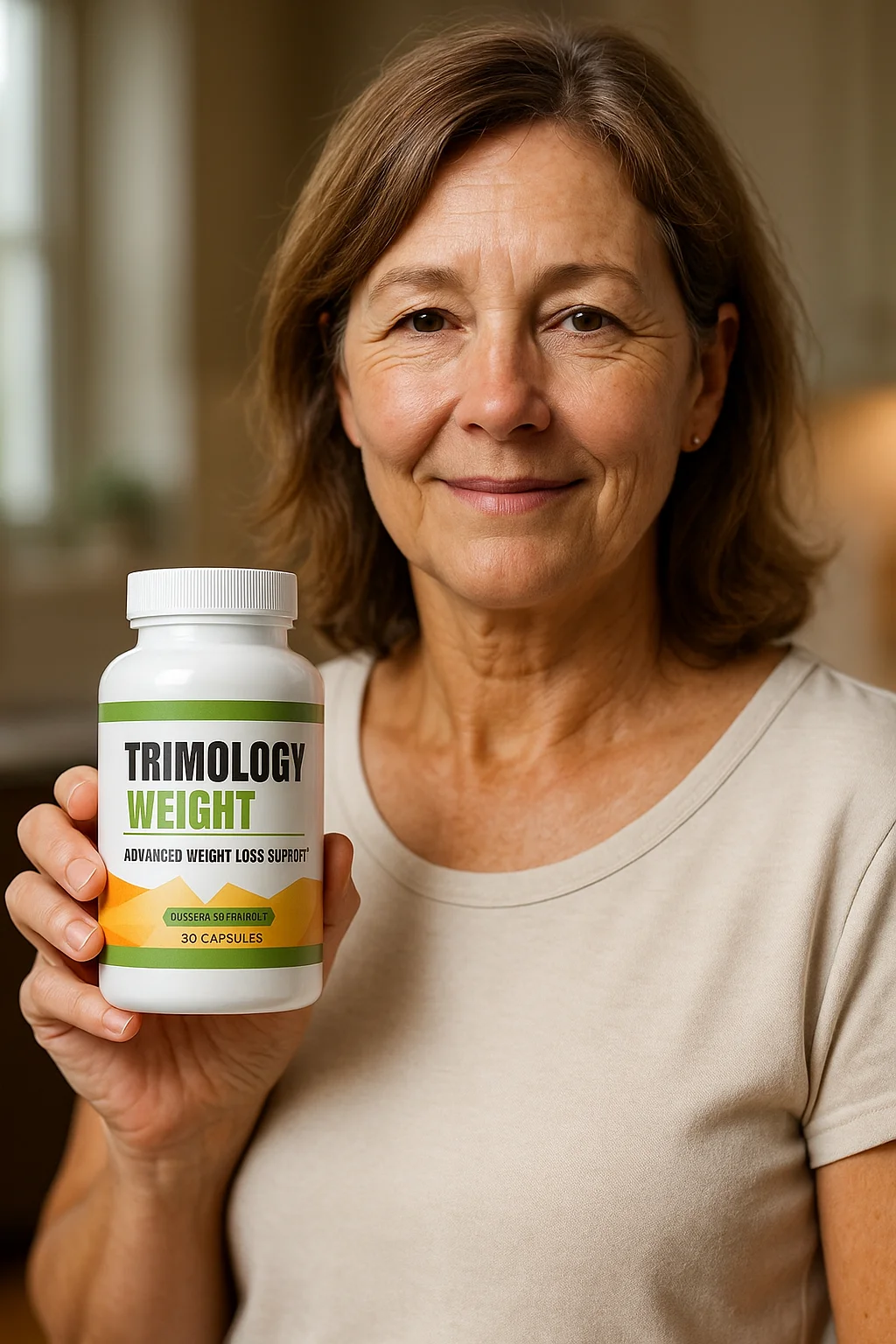 Karen holding Trimology Weight